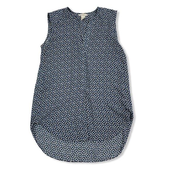 H&M Blue Chiffon Floral Tank Top Sleeveless Blouse V-Neck Geometric Size 6 - Picture 1 of 9
